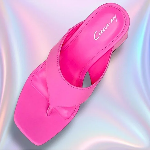 NWT Circus by Sam Edelman Pink Moira Platform Wedge Thong Sandals NIB - Picture 3 of 10